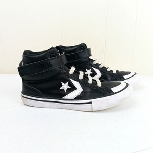 Converse Pro Blaze Strap Leather Kids High Top Sneakers Size 2 Black White Star